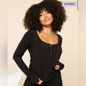 Popflex Active Black Sleep Tight Henley and Ready for Bed Short